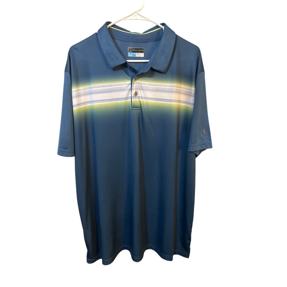 PGA Tour pro series Golf Shirt mens XXL-BTall blue/white,gray &white stripe
